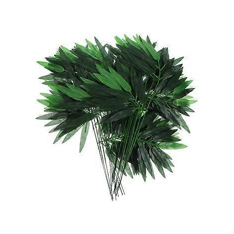 50 feuilles de bambou artificielles vertes, fausses plantes vertes, feuillage décoratif pour la maison, l'hôtel ou le bureau (1/2)