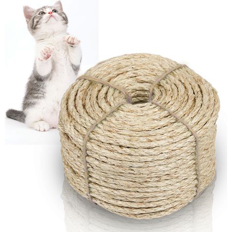 Wolketon Cuerda de sisal natural  Juguetes de sisal  Postes rascadores para gatos  Protección para gatos  Juguetes con garras para gatos rastrero 50000mmx6mm