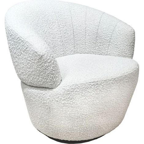 Fauteuil rond pivotant 360° tissu bouclette écru – COROLLA