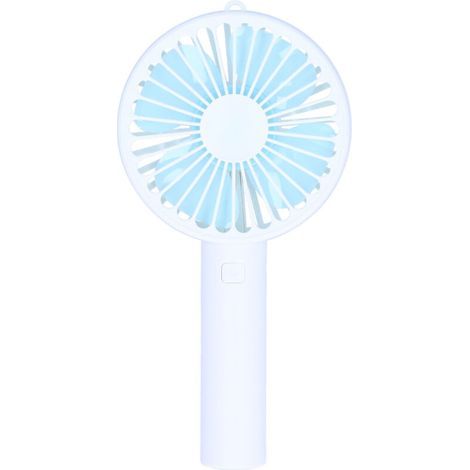 Ventilateur portable USB rechargeable avec 4 hélices, 3 vitesses réglables, support inclus, couleur blanc (1/5)