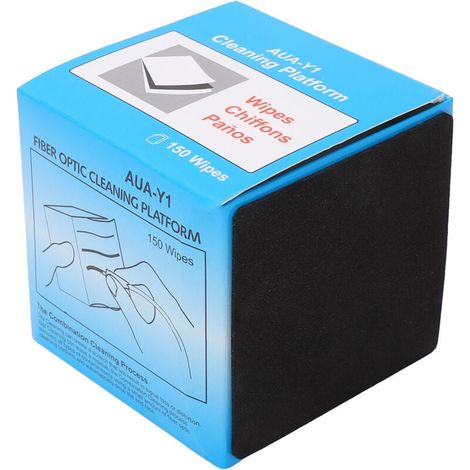 Lingettes pour fibre optique, boîte de 150 pièces, nettoyant pour connecteur de fibre optique, lingettes nettoyantes pour fibre optique et papier anti-poussière pour le visage avec tampon en caoutchou (1/4)