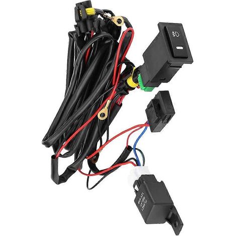Kit de câblage, fusible et relais universels 12 V pour feux antibrouillard LED (interrupteur marche/arrêt) pour voitures