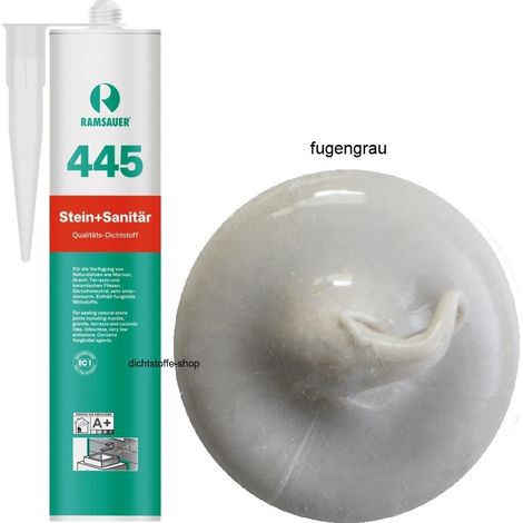 Ramsauer 445 Stein+Sanitär Silikon Fugen Dichtstoff 310ml Kartusche fugengrau (1/5)