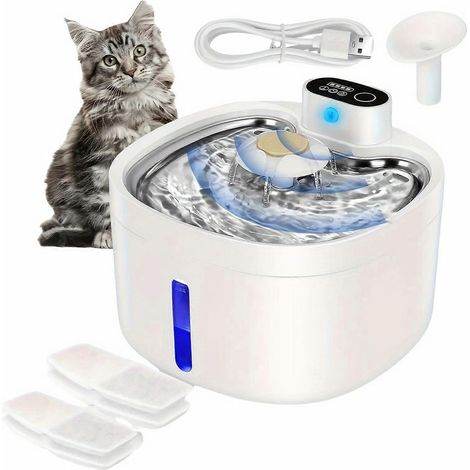 Fuente de agua inalámbrica automática para mascotas, 2,6 L (88 oz), para gatos y perros, con indicador de nivel de agua, sensor de movimiento, funcionamiento ultrasilencioso a pilas, regalo perfecto. (1/5)