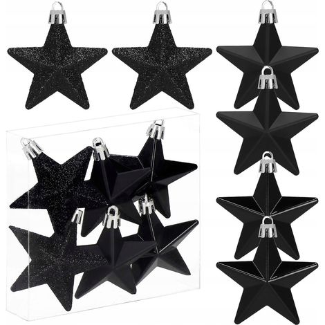 PALLINE PER ALBERO DI NATALE ADDOBBO 6 PZ DECORAZIONI NATALIZIE SET INDESTRUTTIBILI STELLE  (1/5)
