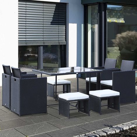 Ensemble de jardin Outsunny pour 8 personnes en polyrotin noir (1/5)