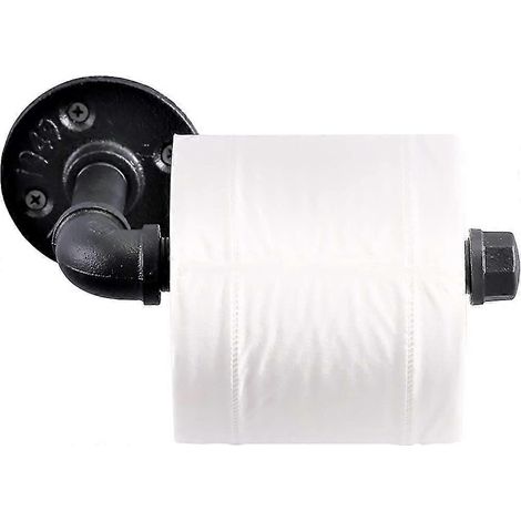 Porte-rouleau de papier toilette vintage, design industriel rétro, tube en métal, fixation murale (1/5)