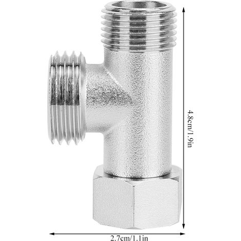 Válvula desviadora de 3 vías EU3/8, cobre niquelado – 2 adaptadores para inodoro/lavabo (tamaño: 4,8 cm x 2,7 cm) (1/5)