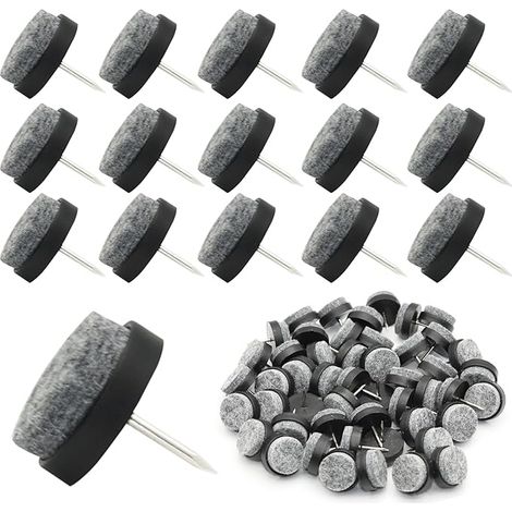 Deslizadores de fieltro para sillas - deslizadores para muebles (50 piezas) con clavo, Ø 22 mm - protección de suelos, protectores de parquet para madera, laminado, baldosas (1/5)