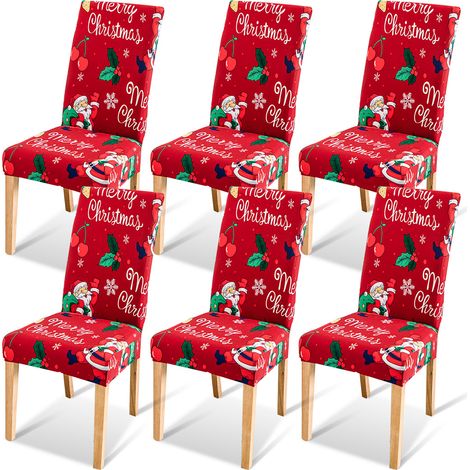 Randaco Weihnachten Stuhlhussen 6x Stuhlbezug Festlich Husse Dekoration Protector Chair Cover Party Restaurant (1/5)