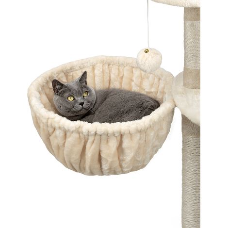 lionto 2er Set Liegemulde für Kratzbäume, Liegefläche mit stabilem Metallrahmen & Stoffbezug, 40 cm Durchmesser, 25 cm Tiefe, beige