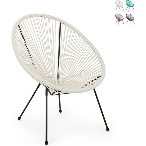 Bizzotto Parker Outdoor-Sessel mit Spaghetti-Design aus Kordel - Weiß (1/5)
