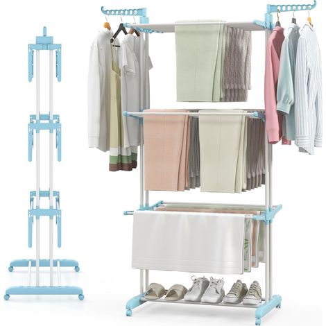 COSTWAY Oversized 4-Tier Collapsible Laundry Rack Foldable Clothes Drying Rack (1/5)