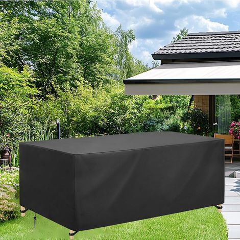 1 Housse De Protection Mobilier Extérieur, Tissu Oxford 420D Imperméable, Avec Cordon Et Boucles, Pour Table Jardin Rectangulaire