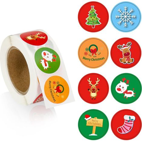 Autocollants Cadeaux de NoëL 500 pièces Gommettes 2.5cm Ronds pour DIY Cadeaux Enveloppes Emballage Cadeau de Noël (1/5)