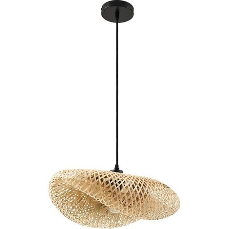 [NEUWERTIG] B-Ware Lindby Hängeleuchte Pendelleuchte Eleane Bambus natur Länge 50 cm E27 LED Lampe (1/2)