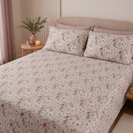 Set Completo Letto Matrimoniale Salohasi, in Percalle, Lavabile in Lavatrice, Asciugatrice, Viola Lilla (1/5)
