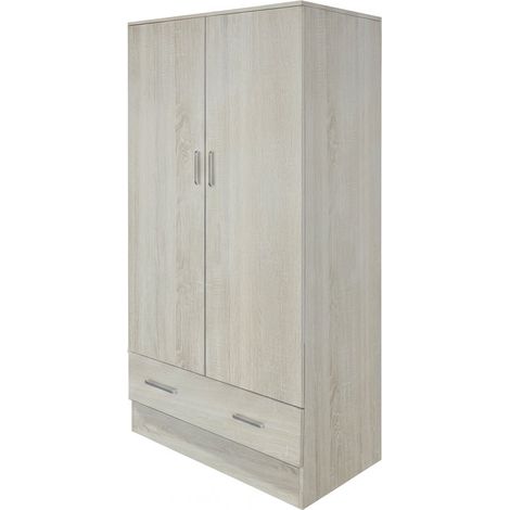 Armadio Due Ante Cassetto Guardaroba Mobile Camera Legno 80x50x170 cm rovere
