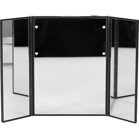 Miroir de table cosmétique pliable à trois faces avec 8 LED de luminosité (noir), 1 pièce (1/5)