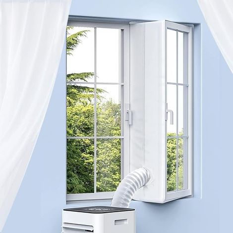 Joint de fenêtre de climatiseur, joint de fenêtre étanche pour climatiseurs mobiles, sèche-linge, kit de joint de fenêtre AC portable de 400 cm avec fermeture éclair et fermeture adhésive (1/5)