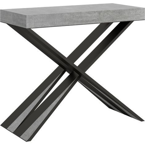 Consolle allungabile 90x40/196 cm Diago Small cemento gambe antracite
