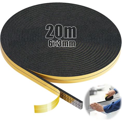 20m Moosgummi Selbstklebend 6mm(B) x3mm(D) Dichtband Selbstklebend Schaumstoffstreifen Dichtung Selbstklebend Moosgummi Dichtung Schaumstoffband Schwarz für Fenster Tür Kochfelder (1/5)