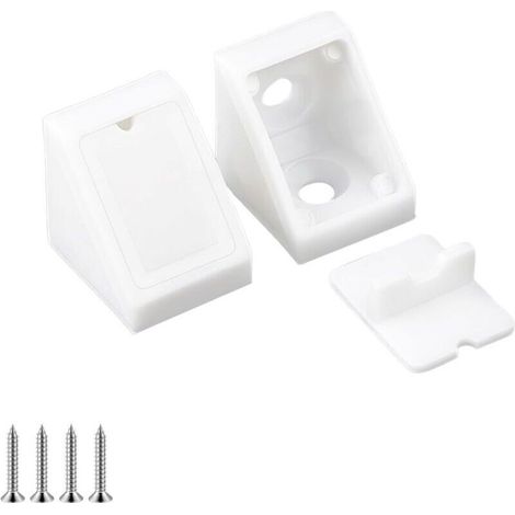 20 Pièces Angle Suport pour Etagere, Équerre D'angle en Plastique, Connecteurs de Meubles, avec Vis, Équerres D'étagère, Connecteur Angle (1/4)
