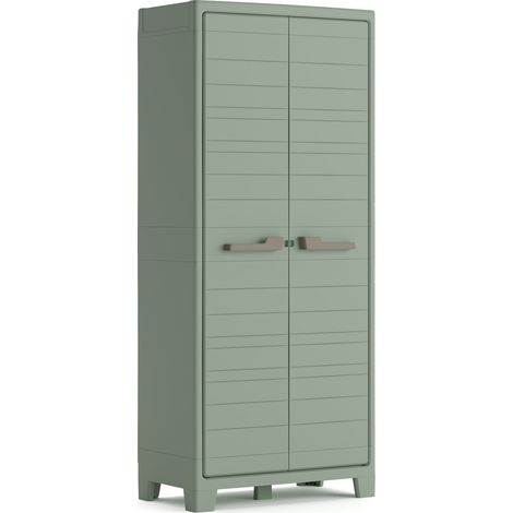 Keter – Armoire de jardin 182 cm – Largeur 80 cm – Résistante à l'eau et aux UV – 4 étagères réglables – Cadenassable – Fond renforcé