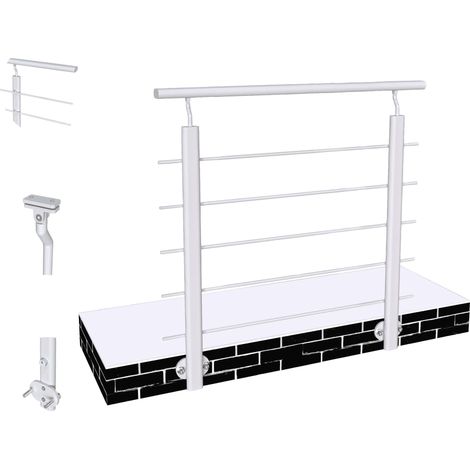 Océan Garde-corps Aluminium argenté 100cm - Rampe d'escalier 100cm - Fixation Latérale (5 traverses +1 main courante) - Pour tous espaces