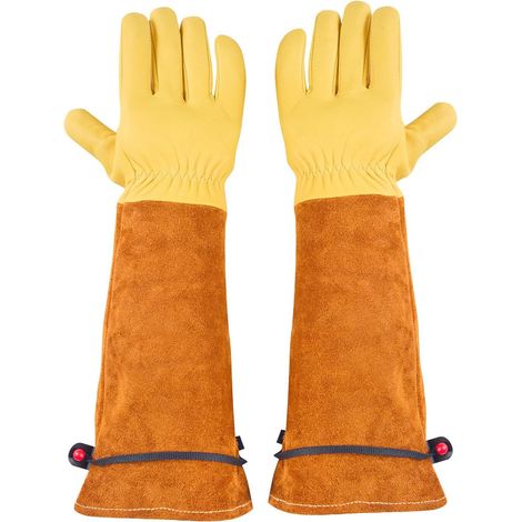 Gants de Gardinage Longs en Cuir Pour Homme et Femme, Résistants Aux Épines, Pour la Taille des Rosiers, Gants de Protection Pour le Jardinage et le Travail du Bois (1/5)
