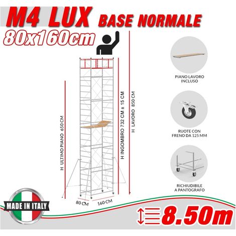 Trabattello M4 LUX base normale Altezza lavoro 8,50 metri