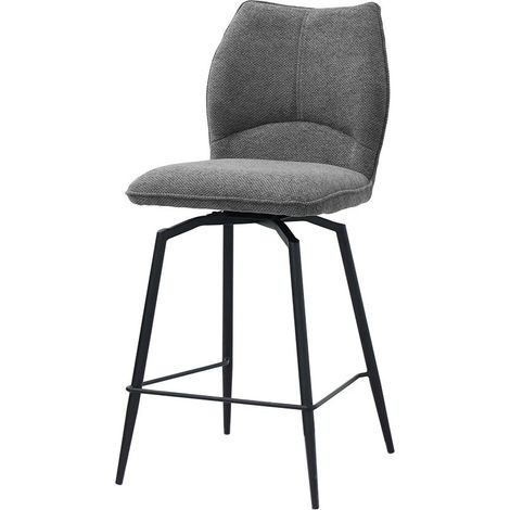 Sedia da bancone girevole CROFT - Tessuto grigio scuro - Gambe in metallo nero - Altezza 103 cm - Stile design/industriale (1/5)