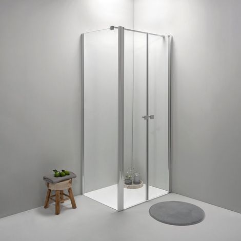 BOX DOCCIA ELITE ANGOLARE 80x120 CM APERTURA SALOON CON LATO FISSO TRASPARENTE (1/4)