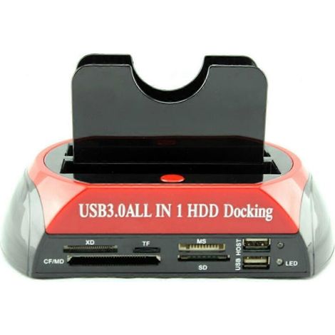 Station d'accueil double baie pour disques durs, USB 3.0, SATA, IDE, connecteurs européens 2,5 et 3,5 pouces (illustrés)