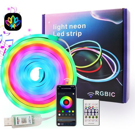 JSSEVN - Guirnalda de luces LED RGB, Bluetooth inteligente, sincronización con música, control remoto, decoración del hogar (10 m) (1/5)