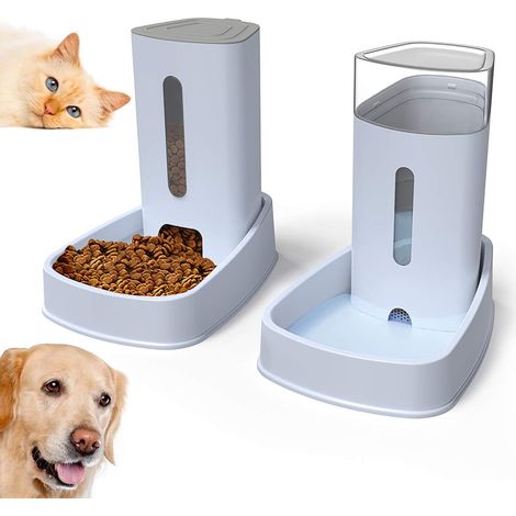 Ensemble distributeur automatique de nourriture pour chats, distributeur d'eau et mangeoire pour animaux de compagnie 3,8LX 2 pièces (1/3)