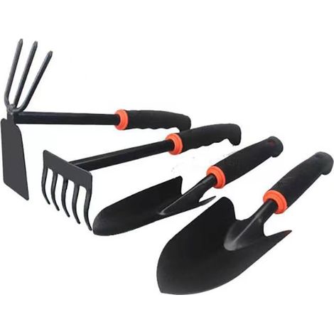Kit Outils Jardin 4PCS pour Plantation Désherbage Pelle Râteau Poignée Antidérapante Cadeau Durable (1/5)