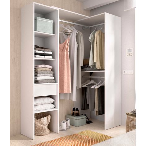 Dmora - Gran Armario Biaina, Muebles de dormitorio, Vestidor, Armario de ropa, 98x42 h187 cm, Blanco (1/5)