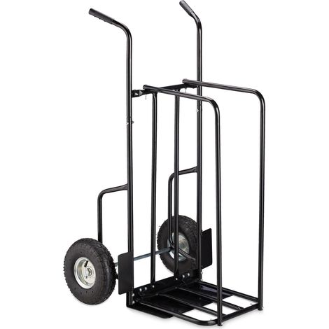 Carro de transporte para leña con asas 90 x 50 x 70 cm ideal para almacenamiento exterior de metal negro 130006341 (1/5)
