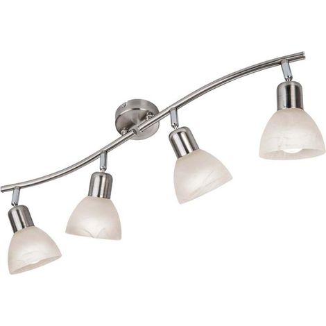 Spot LED 4 ailes. Daytona nickel, verre alab.blanc avec 4xE14.3W, LED L: 70cm, verre 10cm FAUX