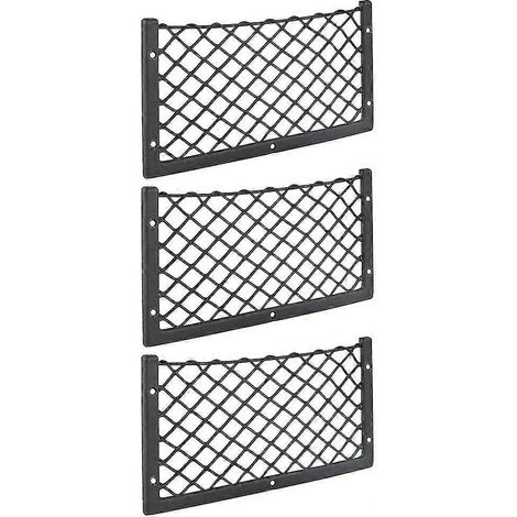 Lot de 3 filets de rangement pour voiture (36 x 18 cm), très souples, pour bagages, magazines, compatibles avec les T4, T5, T6, fourgonnettes, caravanes, camping-cars et camions. (1/5)