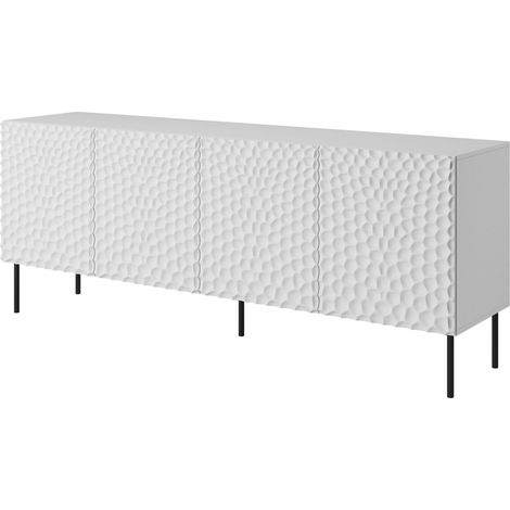 Kommode HOLE 190 cm gefräste front MDF-platte 4D weiß matt