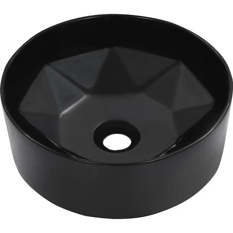 Lavabo vasque à poser Luxueux, Bac à laver, 36x14 cm Céramique Noir OIB9474E (1/5)