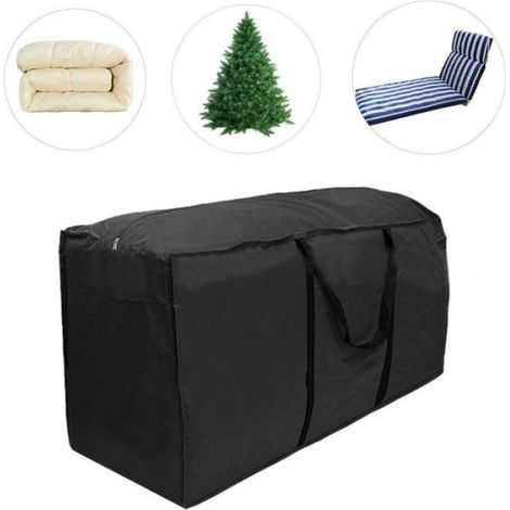 Sac de Rangement Sapin de Noël Fermeture Éclair Oxford 210D Imperméable (Noir, 1735176cm) - Multifonction Meubles Jardin (1/4)