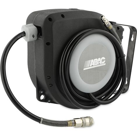 ABAC Avvolgitubo Automatico G-8/12, Tubo in PVC da 9 Metri, Avvolgitubo con Alloggiamento Girevole a 180°, 2 Viti di Montaggio Incluse, 9 Metri, Nero (1/3)