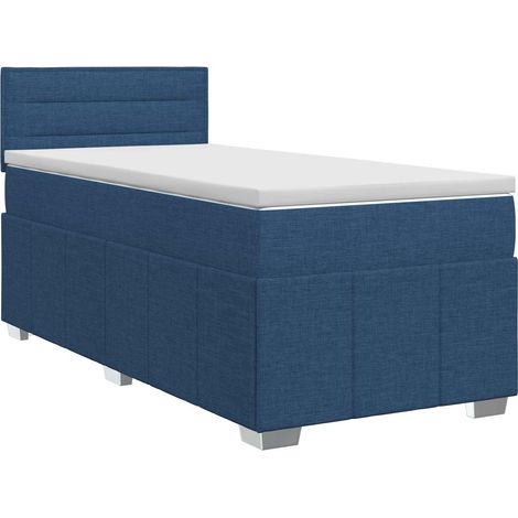 Maison Exclusive - Letto box spring con materasso Blu 90 x 200 cm Tessuto (1/5)