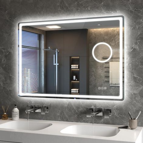100x70cm Miroir LED Salle de Bain avec Miroir Grossissant 5X (1/5)