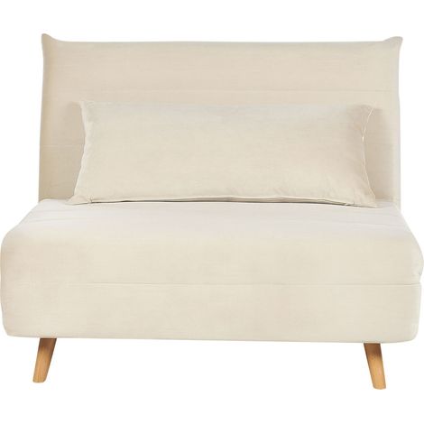 1-Sitzer Schlafsofa SETTEN Samtstoff Hellbeige