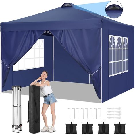 Gazebo Pieghevole da Giardino 3x3m . Gazebo Impermeabile Pop Up con 4 Pannelli Laterali. Tendone da Esterno. Apertura di ventilazione superiore. Altezza Regolabile. Protezione UV 50+.acqua, Barnum per (1/5)