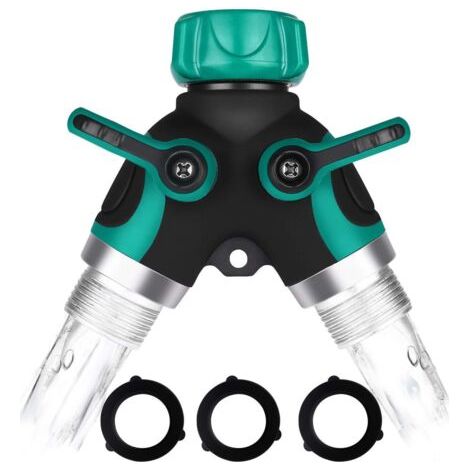 Séparateur De Tuyau 2 Voies Arrosage Répartiteur De Robinet d'Eau Connecteur Rapide Adaptateur De Tuyau d'Arrosage Pour Robinet Jardin 3/4" Connecteur De Tuyau En Y 2 Voies Avec Vanne d'Arrêt (1/4)